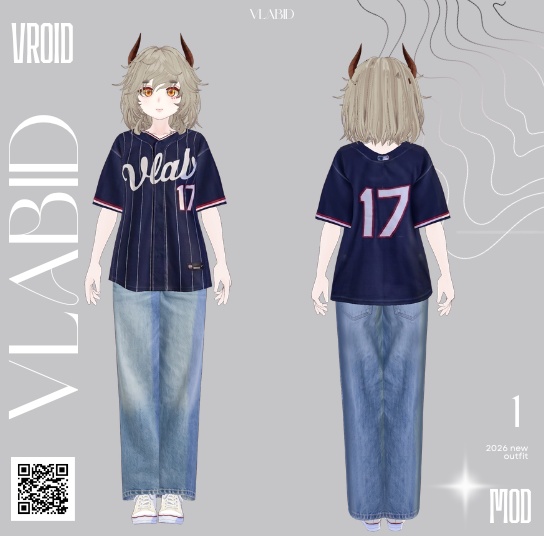 Y2K Baseball Girl Set VRoid Studio Customitem Outfit Sets VTuber Asset Y2K Fashion VTuber Fashion Customizabel VRoid Texture VRoid Clothes Kawaii VRoid Baseball Outfit VRoid Costume
