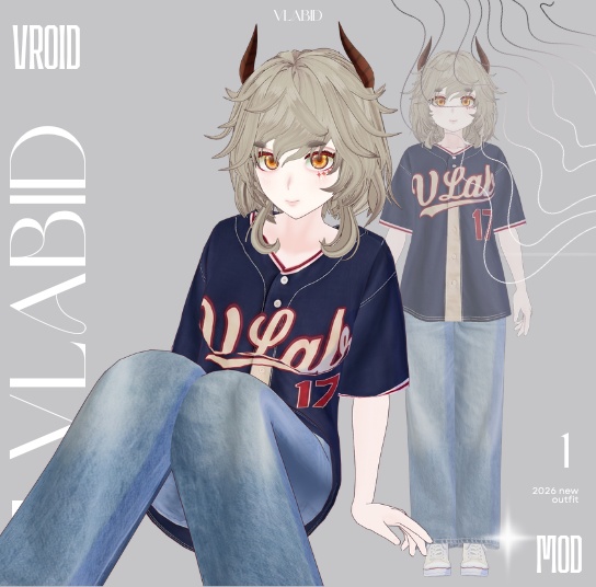 Baseball Outfit Casual Outfit VRoid Customitem VRoid Studio VTuber Asset VRoid Clothes VRoid Costume Kawaii Outfit Texture VRoid Sporty Outfit Baseball Fashion VRoid Texture Cute Outfit