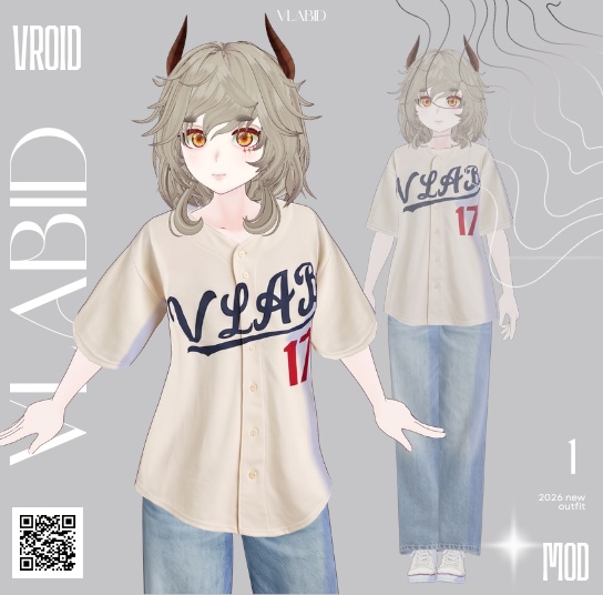 Baseball Outfit Casual Outfit VRoid Customitem VRoid Studio VTuber Asset VRoid Clothes VRoid Costume Kawaii Outfit Texture VRoid Sporty Outfit Baseball Fashion VRoid Texture Cute Outfit