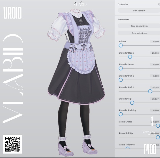 VRoid / VTuber Cute Maid Apron Dress Set|VRM + BlendShape + Custom Item