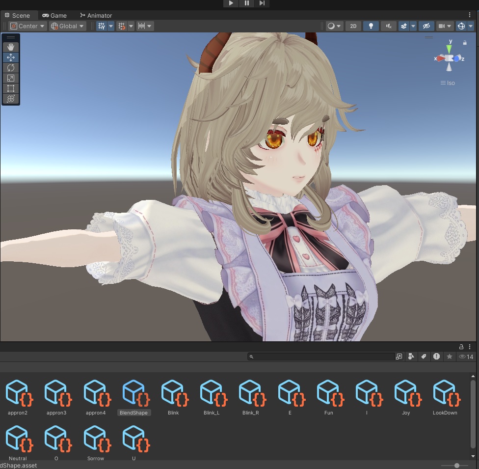 VRoid / VTuber Cute Maid Apron Dress Set|VRM + BlendShape + Custom Item