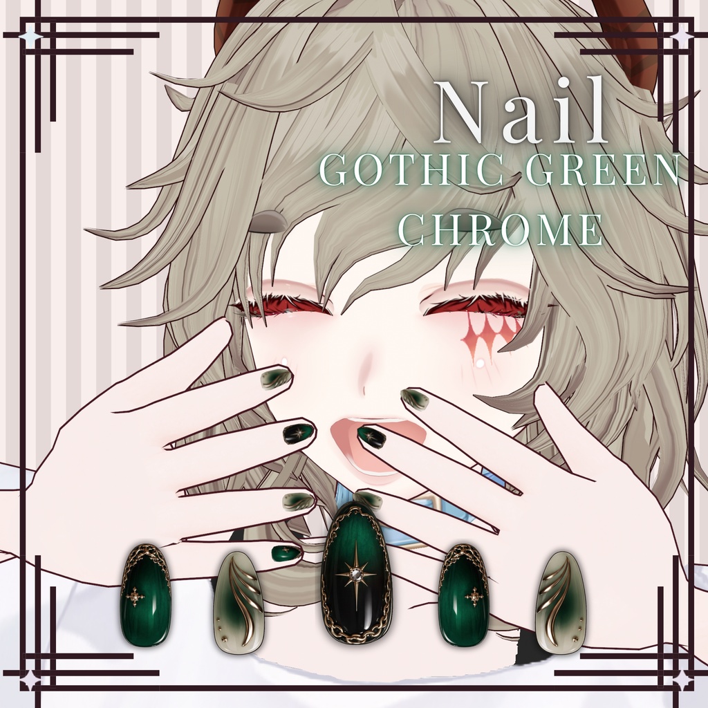 Nail Art Pack Gothic Nails Texture Nail Polish VRoid Studio Nail Art Customitem Gothic Metal Kawaii VRoid Nails VRoid VRoid Accessory VTuber Asset Gothic Accessory VRoid Accessories