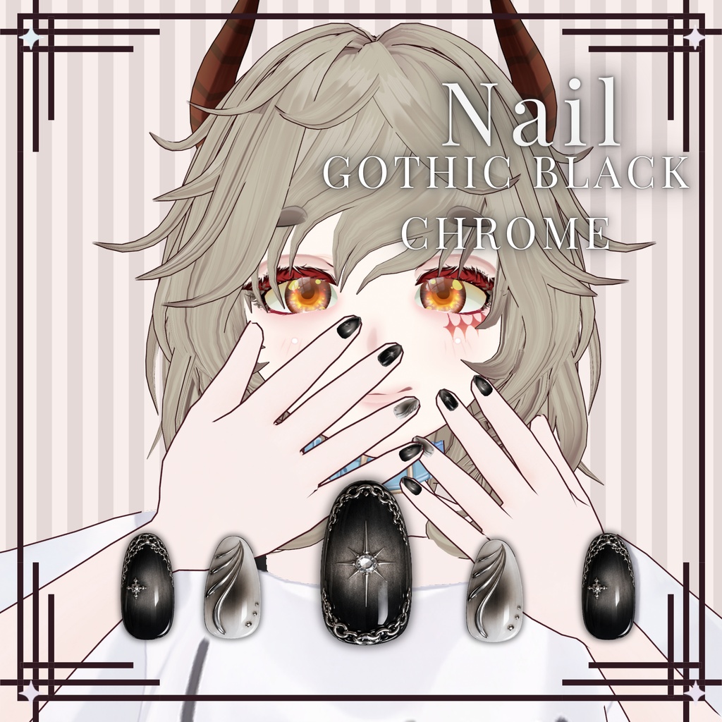 Nail Art Pack Gothic Nails Texture Nail Polish VRoid Studio Nail Art Customitem Gothic Metal Kawaii VRoid Nails VRoid VRoid Accessory VTuber Asset Gothic Accessory VRoid Accessories 