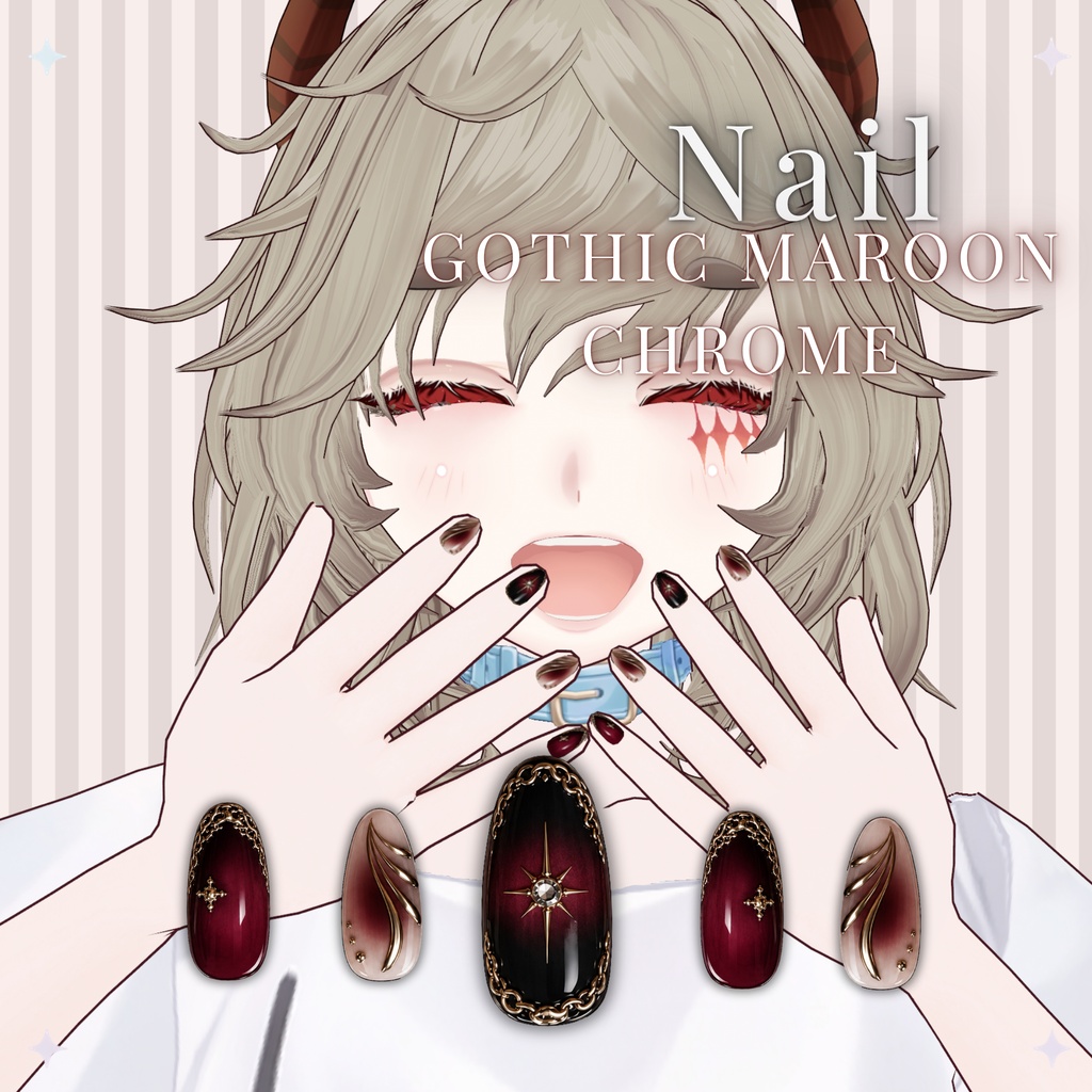 Nail Art Pack Gothic Nails Texture Nail Polish VRoid Studio Nail Art Customitem Gothic Metal Kawaii VRoid Nails VRoid VRoid Accessory VTuber Asset Gothic Accessory VRoid Accessories