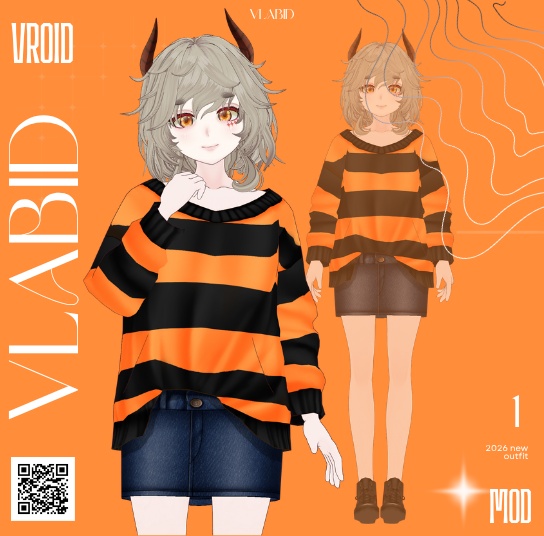 Casual Halloween Clothes VRoid Studio Customitem VRoid Costume Halloween Dress VRoid Halloween Cute VRoid Texture Fashion VRM VTuber Asset Hallowen Kawaii Casual Outfit Clothes Dress 