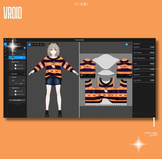 Casual Halloween Clothes VRoid Studio Customitem VRoid Costume Halloween Dress VRoid Halloween Cute VRoid Texture Fashion VRM VTuber Asset Hallowen Kawaii Casual Outfit Clothes Dress
