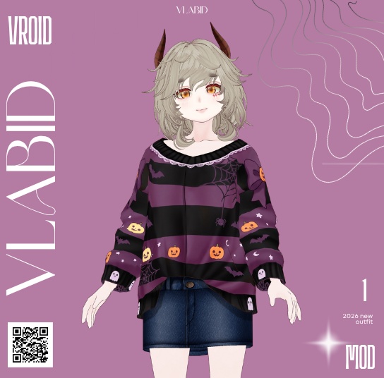 Casual Halloween Clothes VRoid Studio Customitem VRoid Costume Halloween Dress VRoid Halloween Cute VRoid Texture Fashion VRM VTuber Asset Hallowen Kawaii Casual Outfit Clothes Dress