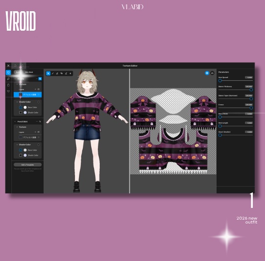 Casual Halloween Clothes VRoid Studio Customitem VRoid Costume Halloween Dress VRoid Halloween Cute VRoid Texture Fashion VRM VTuber Asset Hallowen Kawaii Casual Outfit Clothes Dress
