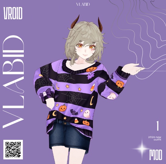Casual Halloween Clothes VRoid Studio Customitem VRoid Costume Halloween Dress VRoid Halloween Cute VRoid Texture Fashion VRM VTuber Asset Hallowen Kawaii Casual Outfit Clothes Dress