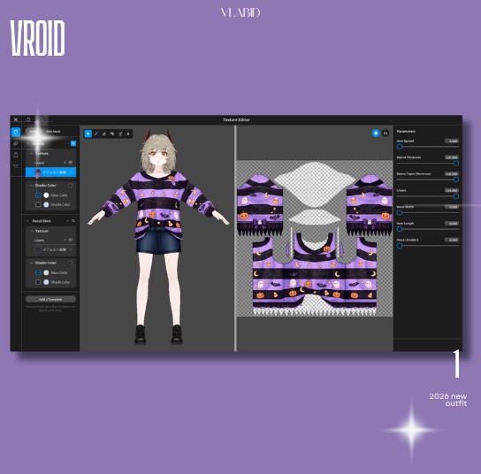 Casual Halloween Clothes VRoid Studio Customitem VRoid Costume Halloween Dress VRoid Halloween Cute VRoid Texture Fashion VRM VTuber Asset Hallowen Kawaii Casual Outfit Clothes Dress