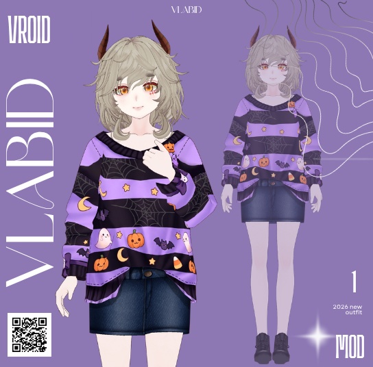 Casual Halloween Clothes VRoid Studio Customitem VRoid Costume Halloween Dress VRoid Halloween Cute VRoid Texture Fashion VRM VTuber Asset Hallowen Kawaii Casual Outfit Clothes Dress