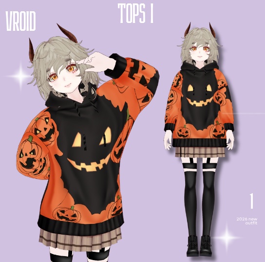 Casual Dress Halloween Outfit VRoid Clothes VRoid Studio VRoid Texture Customitem VRM VTuber Asset Halloween Dress Casual Halloween VTuber Fashion