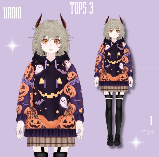 Casual Dress Halloween Outfit VRoid Clothes VRoid Studio VRoid Texture Customitem VRM VTuber Asset Halloween Dress Casual Halloween VTuber Fashion