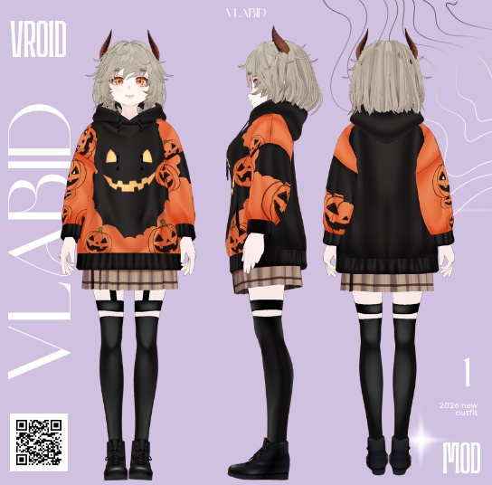 Casual Dress Halloween Outfit VRoid Clothes VRoid Studio VRoid Texture Customitem VRM VTuber Asset Halloween Dress Casual Halloween VTuber Fashion