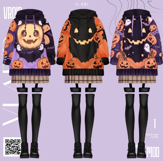 Casual Dress Halloween Outfit VRoid Clothes VRoid Studio VRoid Texture Customitem VRM VTuber Asset Halloween Dress Casual Halloween VTuber Fashion