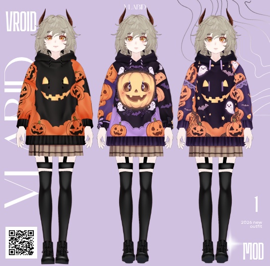 Casual Dress Halloween Outfit VRoid Clothes VRoid Studio VRoid Texture Customitem VRM VTuber Asset Halloween Dress Casual Halloween VTuber Fashion 