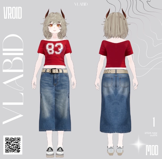 Casual Outfit 3D Clothing VRoid VRoid Clothes VRoid Studio Y2K Street Fashion VRoid Texture Customitem VTuber VRoid Costume