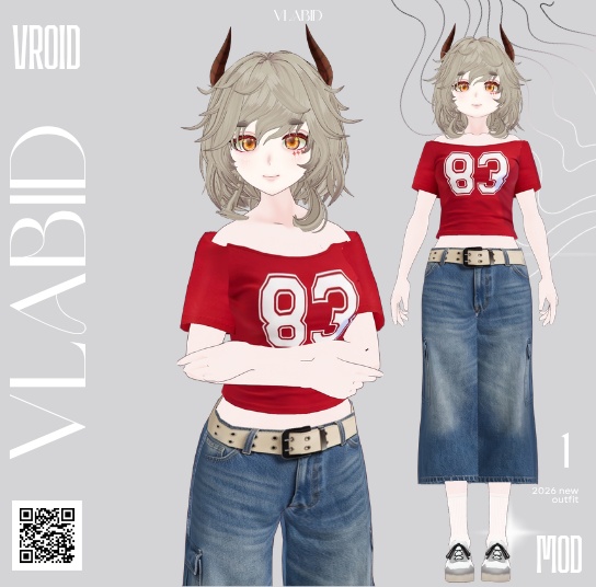 Casual Outfit 3D Clothing VRoid VRoid Clothes VRoid Studio Y2K Street Fashion VRoid Texture Customitem VTuber VRoid Costume