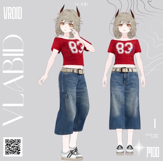 Casual Outfit 3D Clothing VRoid VRoid Clothes VRoid Studio Y2K Street Fashion VRoid Texture Customitem VTuber VRoid Costume 