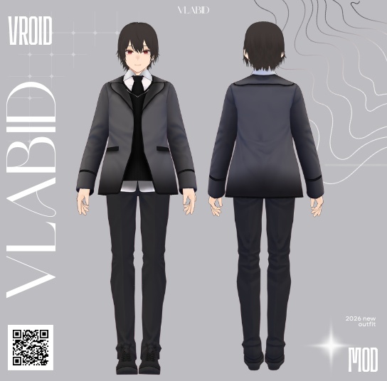 Male Dark Formal Suit Outfit Formal Outfit VRoid Clothes VRoid Studio Customitem VRoid Texture Kawaii Outfit VRoid Texture VRoid Cosplay VRoid Costume VTuber Asset VRM VTuber Fashion
