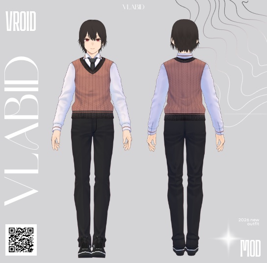 Classic Knit Academy Outfit Formal Outfit VRoid Clothing VRoid Studio Customitem VRoid Costume VRM VTuber Asset Kawaii Outfit VTuber Fashion VRoid Costume Formal VRoid