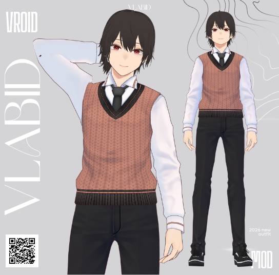 Classic Knit Academy Outfit Formal Outfit VRoid Clothing VRoid Studio Customitem VRoid Costume VRM VTuber Asset Kawaii Outfit VTuber Fashion VRoid Costume Formal VRoid