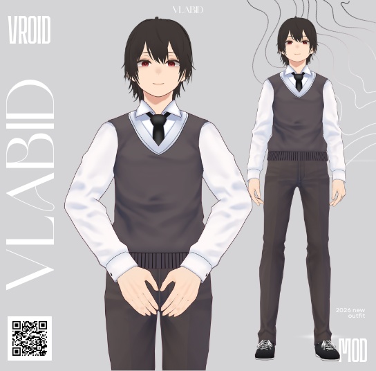 Classic Gray Knit Vest Outfit VRoid Studio VRoid Clothes VTuber Fashion VRM VRoid Texture Kawaii Outfit Casual Outfit Customitem VTuber Asset VRM Vtuber Fashion Formal Outfit Uniform Outfit
