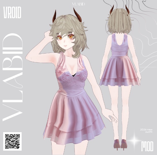VRoid Clothes Daily Outfit VRoid Studio Kawaii Dress Dresses Pink Dress VRoid VTuber Fashion VRM VTuber Asset VRoid Texture Customitem Kawaii Outfit Cute Outfit Clothes VRoid Kawaii 
