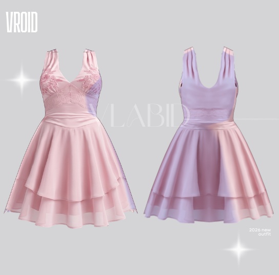 VRoid Clothes Daily Outfit VRoid Studio Kawaii Dress Dresses Pink Dress VRoid VTuber Fashion VRM VTuber Asset VRoid Texture Customitem Kawaii Outfit Cute Outfit Clothes VRoid Kawaii