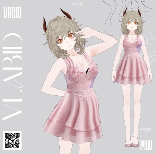 VRoid Clothes Daily Outfit VRoid Studio Kawaii Dress Dresses Pink Dress VRoid VTuber Fashion VRM VTuber Asset VRoid Texture Customitem Kawaii Outfit Cute Outfit Clothes VRoid Kawaii