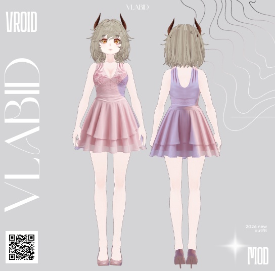 VRoid Clothes Daily Outfit VRoid Studio Kawaii Dress Dresses Pink Dress VRoid VTuber Fashion VRM VTuber Asset VRoid Texture Customitem Kawaii Outfit Cute Outfit Clothes VRoid Kawaii