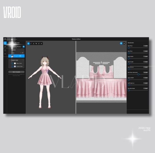 VRoid Clothes Daily Outfit VRoid Studio Kawaii Dress Dresses Pink Dress VRoid VTuber Fashion VRM VTuber Asset VRoid Texture Customitem Kawaii Outfit Cute Outfit Clothes VRoid Kawaii