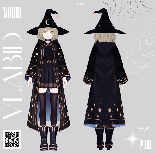 Witch Outfit VRoid Witch Clothes VRoid Studio VRoid Clothes VRM Customitem VRoid Costume VTuber Fashion VRM Asset VRoid Kawaii VRoid Casual Wizard Fantasy Outfit VRoid Gothic VRoid Texture