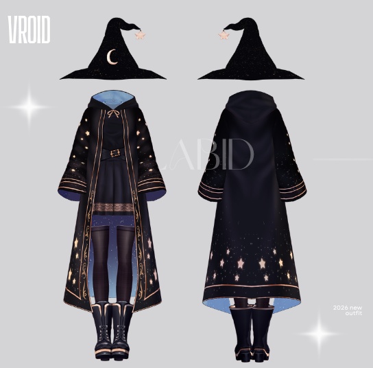 Witch Outfit VRoid Witch Clothes VRoid Studio VRoid Clothes VRM Customitem VRoid Costume VTuber Fashion VRM Asset VRoid Kawaii VRoid Casual Wizard Fantasy Outfit VRoid Gothic VRoid Texture
