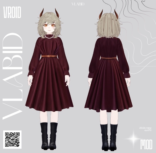 Parisian Style VRoid VRoid Clothes VRoid Dress Daily Fashion VRoid Outfit Vintage Outfit VRoid Texture VTuber Fashion VRoid Custom Item Vintage Dress Elegant Outfit Cosplay Customitem