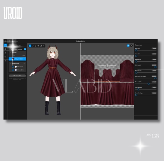 Parisian Style VRoid VRoid Clothes VRoid Dress Daily Fashion VRoid Outfit Vintage Outfit VRoid Texture VTuber Fashion VRoid Custom Item Vintage Dress Elegant Outfit Cosplay Customitem