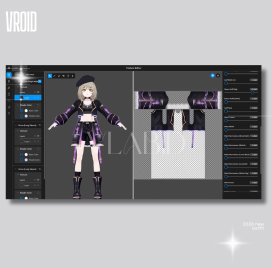 Neon Cyber Gothic Outfit VRoid Studio Cyber Outfit VRoid Clothes 3D Outfit Customitem VRM VRoid Costume VTuber Asset Commission VRoid Texture VRM Fashion Gothic VRoid VRChat Fantasy Outfit