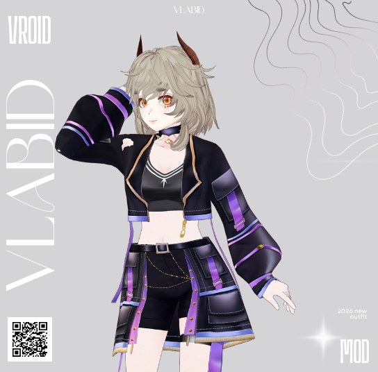 Neon Cyber Gothic Outfit VRoid Studio Cyber Outfit VRoid Clothes 3D Outfit Customitem VRM VRoid Costume VTuber Asset Commission VRoid Texture VRM Fashion Gothic VRoid VRChat Fantasy Outfit