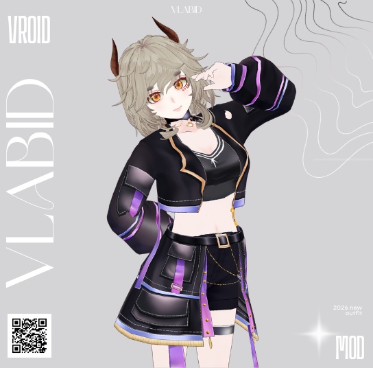 Neon Cyber Gothic Outfit VRoid Studio Cyber Outfit VRoid Clothes 3D Outfit Customitem VRM VRoid Costume VTuber Asset Commission VRoid Texture VRM Fashion Gothic VRoid VRChat Fantasy Outfit