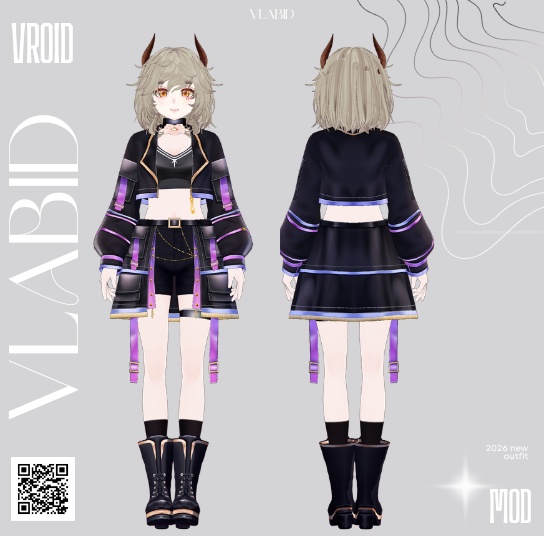 Neon Cyber Gothic Outfit VRoid Studio Cyber Outfit VRoid Clothes 3D Outfit Customitem VRM VRoid Costume VTuber Asset Commission VRoid Texture VRM Fashion Gothic VRoid VRChat Fantasy Outfit