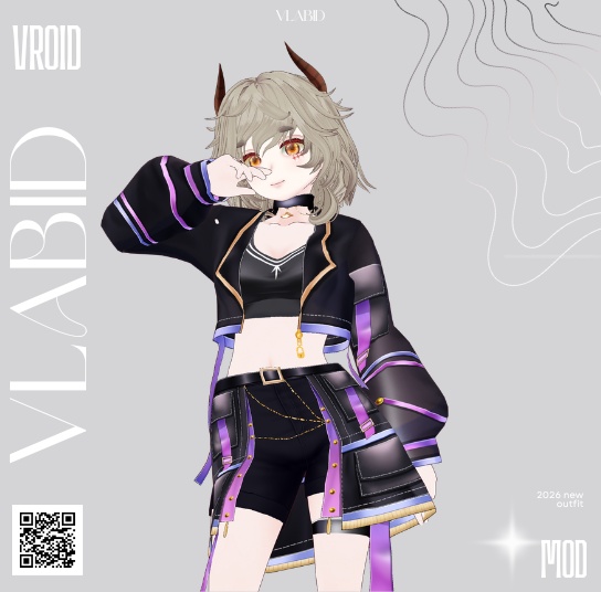 Neon Cyber Gothic Outfit VRoid Studio Cyber Outfit VRoid Clothes 3D Outfit Customitem VRM VRoid Costume VTuber Asset Commission VRoid Texture VRM Fashion Gothic VRoid VRChat Fantasy Outfit