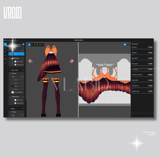 Crimson Flame Halloween VRoid Commission Open Dress Outfit Clothes VRoid Dress Customitem VRoid Texture VRChat Kawaii Outfit Fantasy Outfit Stage Costume Flame Outfit Cute Dress