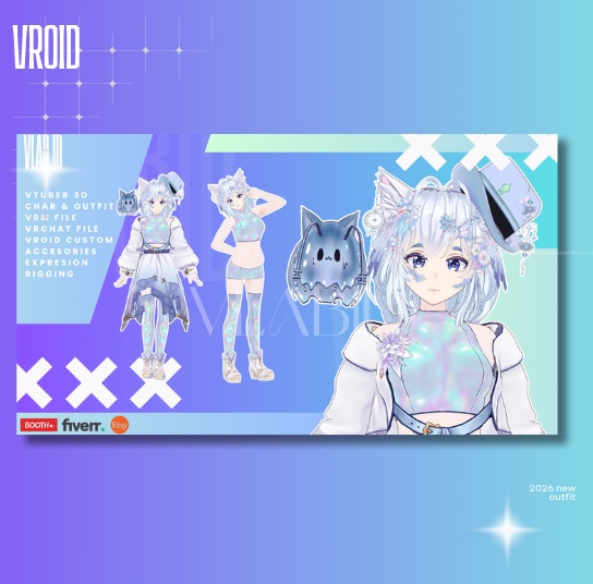 Fantasy Cat VTuber — Premium Live 3D Avatar | VRM + VRoid | Rigged & Ready to Stream