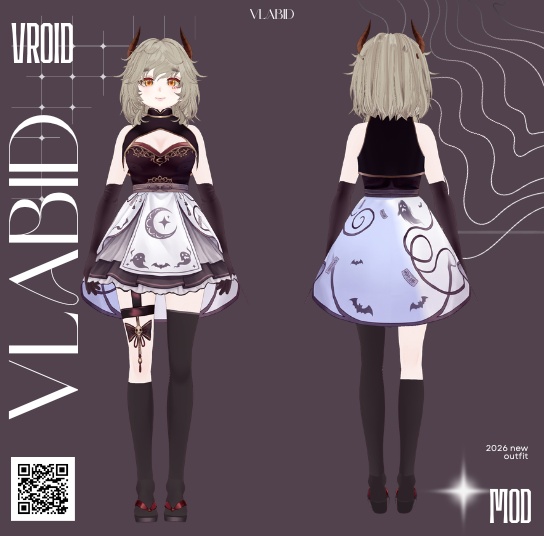 VRoid Clothes Gothic Outfit VRoid Outfit Kawaii Outfit Cute Dress VTuber Fashion VRChat Avatar VRoid Fashion Witch Outfit VRoid Texture VRoid Custom Item Halloween Dark Fantasy VRoid衣装 VRM