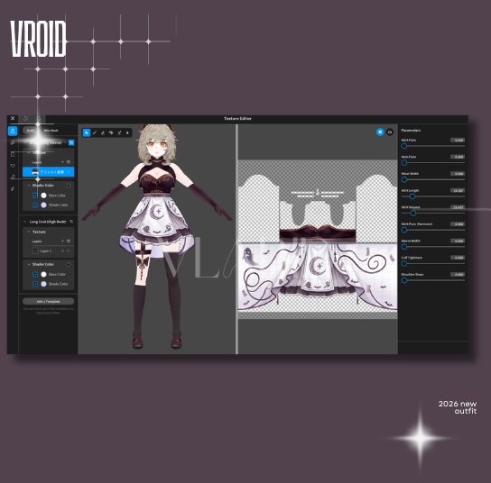 VRoid Clothes Gothic Outfit VRoid Outfit Kawaii Outfit Cute Dress VTuber Fashion VRChat Avatar VRoid Fashion Witch Outfit VRoid Texture VRoid Custom Item Halloween Dark Fantasy VRoid衣装 VRM