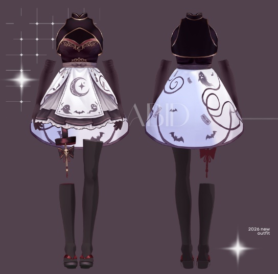 VRoid Clothes Gothic Outfit VRoid Outfit Kawaii Outfit Cute Dress VTuber Fashion VRChat Avatar VRoid Fashion Witch Outfit VRoid Texture VRoid Custom Item Halloween Dark Fantasy VRoid衣装 VRM