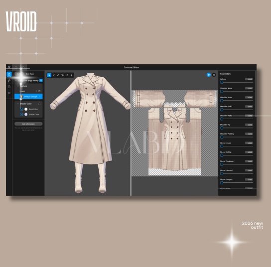 Parisian Outfit Winter Coat Outfit VRoid Studio VRoid Clothes Customitem VRoid Costume Winter VRChat Outfit Outfit Kawaii Outfit VTuber Asset VRoid Texture Cute Outfit Vintage Outfit