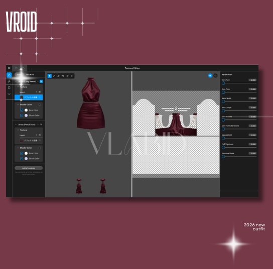 VRoid Party Dress VRoid Texture Elegant Dress Night Fashion VTuber Fashion Customtems VRChat Outfit VRoid Studio VRM Asset VRoid Texture VTuber Asset VRoid Studio