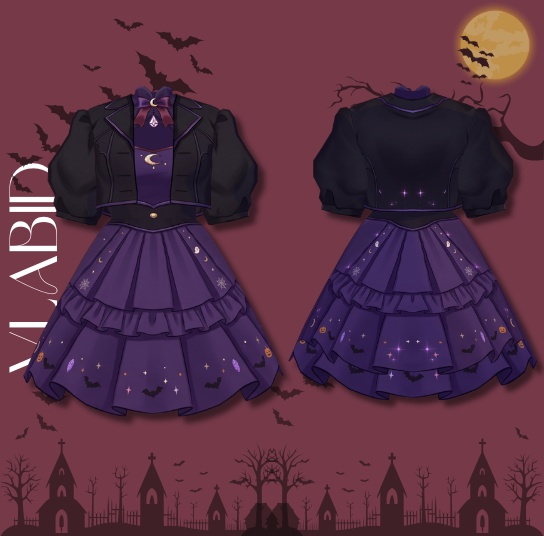 VRoid Clothes Halloween CustomItem Witch Outfit Halloween Outfit VRoid Texture Gothic Dress Kawaii Outfit VTuber Fashion VRoid Studio VRM Asset Fantasy Outfit VRoid Cosplay VRoid Costume