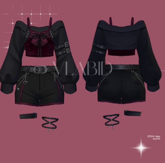 VRoid Clothes VRoid Studio Streetwear Outfit VTuber Fashion Gothic Outfit VTuber Outfit Kawaii Outfit VRoid Texture CustomItem Punk Outfit Crop Top VRoid Cosplay